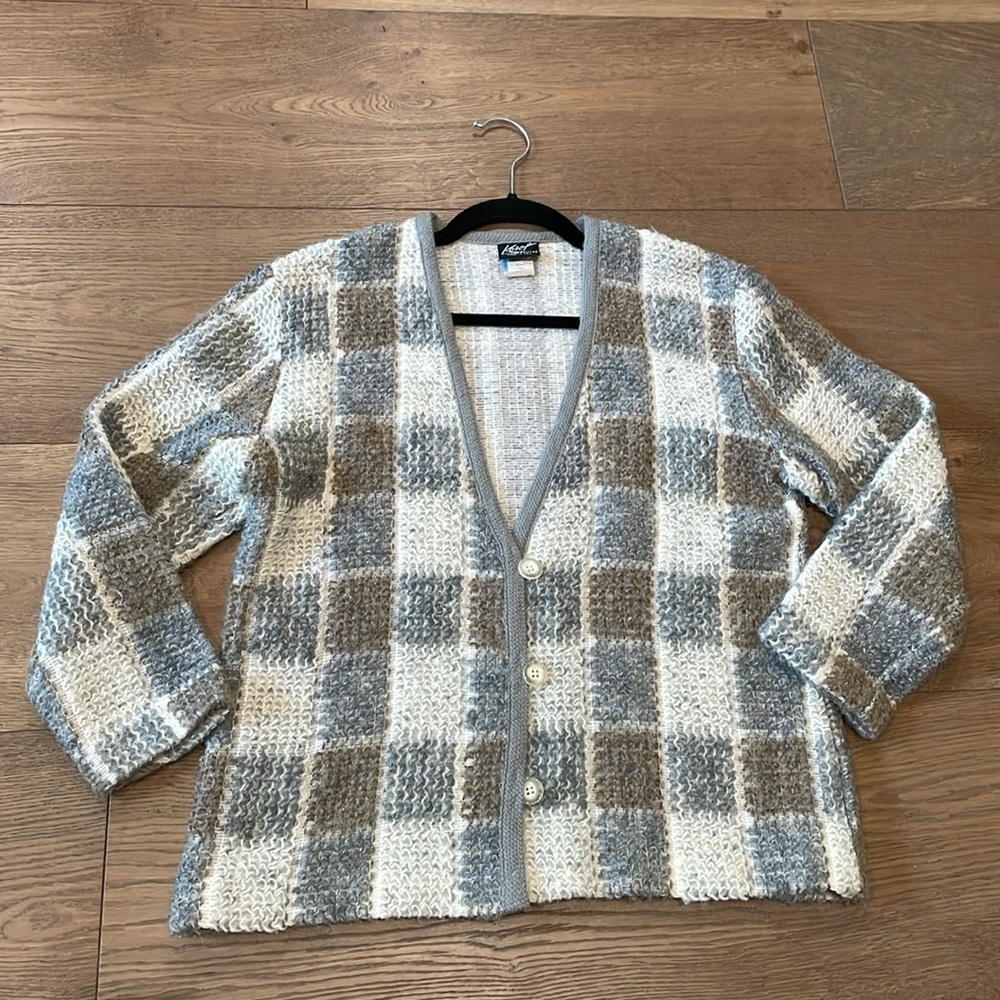 Koret Career Petites Union Made Vintage Lambswool Blend Cardigan Sweater Size SP